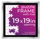 19x19 Jigsaw Puzzle Frame Kit - Kit Includes Puzzle Glue Sheets, Silver Wood Puzzle Frame with Black Mat, UV Acrylic, Backing,, Hanging Hardware